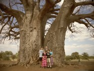 Family picture by a baobab tree in Zimbabwe